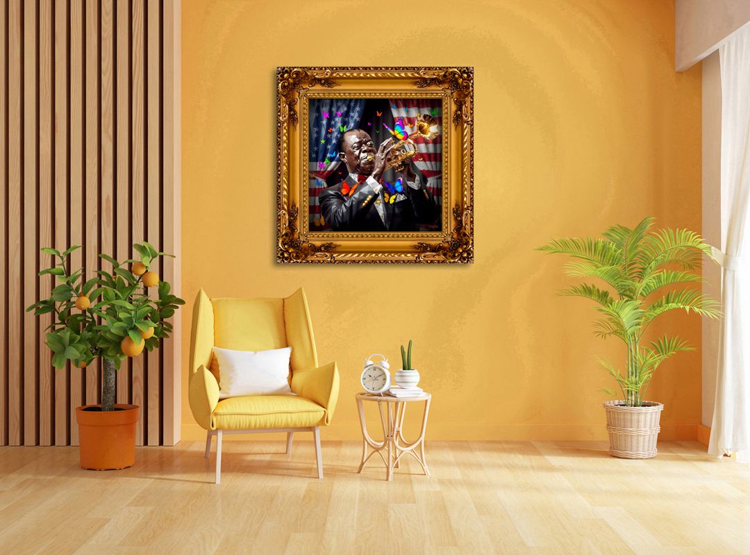Louis Armstrong – uniek Liquid Gloss® kunstwerk nr. 0022 van MikoArt — afbeelding 2
